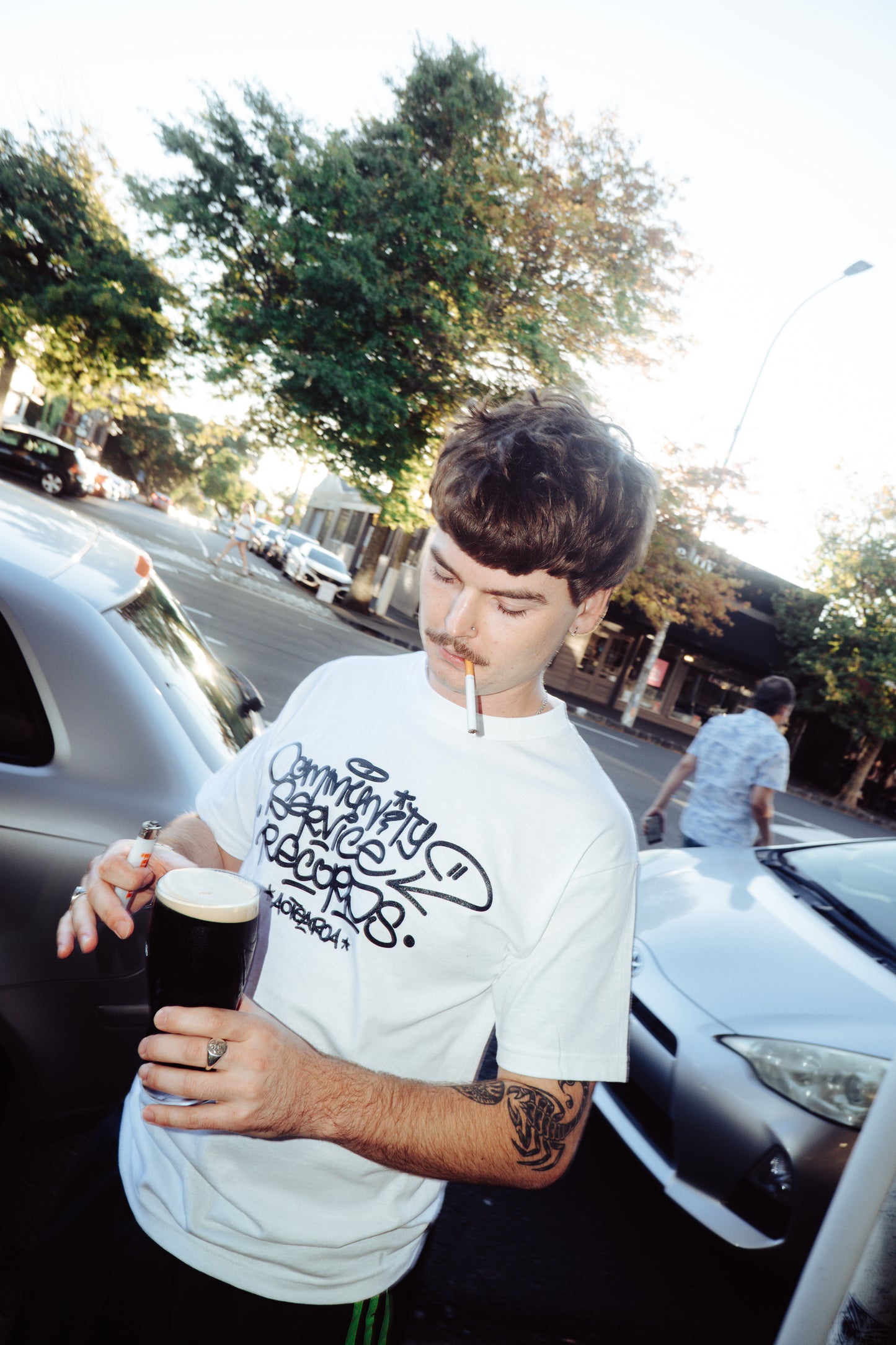 Community Service Records Tee White