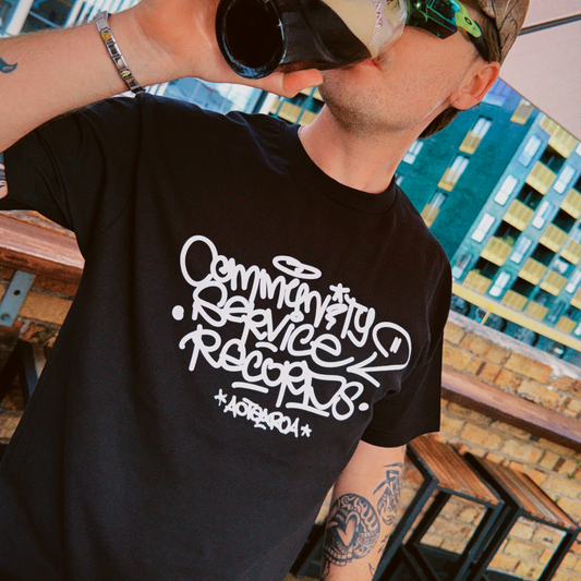Community Service Records Tee Black / white